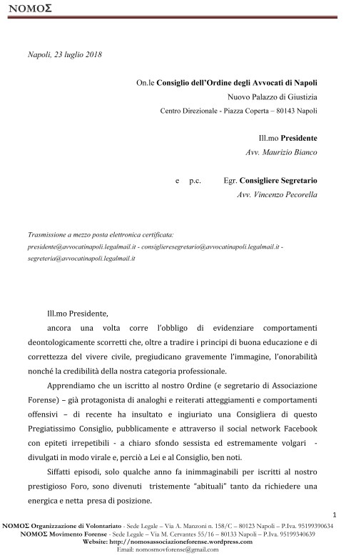 Lettera aperta al Presidente dell'Ordine degli Avvocati di Napoli del 23 luglio 2018-1.jpg